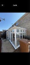 UPVC Lean-To Conservatory White with Roof, French Doors, Guttering