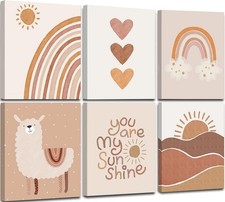 Quzenu Boho Nursery Decor You Are My Sunshine Framed Wall Art Canvas Prints f...