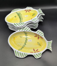 Caleca Piatto Pesce Piccolo Set 6 Pezzi 24cm Ceramica Dipinta A Mano