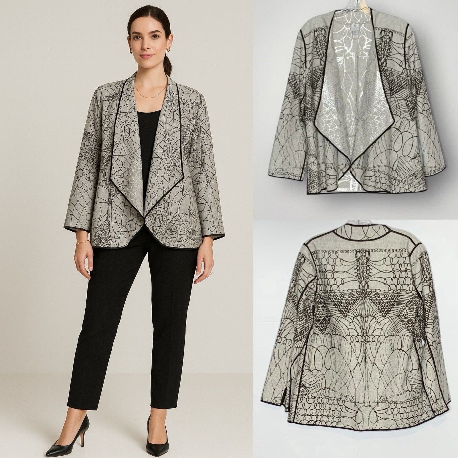 Chico’s Silver Script Cascada Reversible Jacket S… - image 1