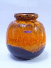 Scheurich 284-19 Orange Ball Vase - West German MCM Fat Lava Germany Vintage