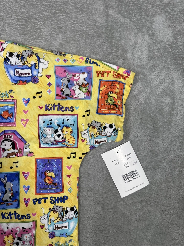 Scrub H.Q. Short Sleeve V-Neck Yellow Scrub Size XS New W. Tags - Image 2 of 4