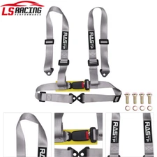 US RASTP Racing Seat Belts 4 Point 4PT Harness Nylon Adjustable Gray