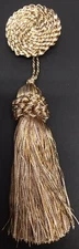 4&1/2" DARK GOLD IVORY CREAM BUTTON KEY TASSEL LOT OF 2