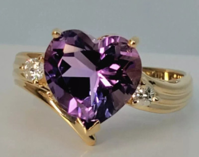 4.00 Ct Certified Heart Shape Purple Natural Diamond Engagement Ring Great Shine