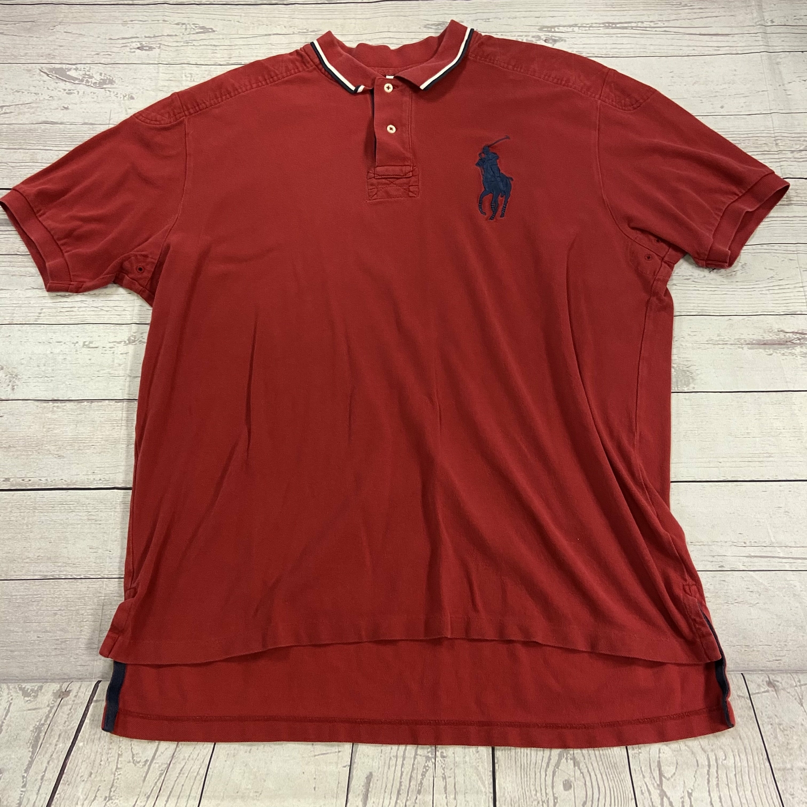 Polo Ralph Lauren rossa manica corta grande camicia pony uomo taglia 2XL