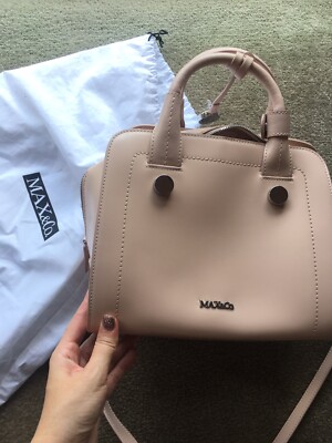 BRAND NEW MAX&Co. genuine pale pink Leather Bag with strap + cloth bag GORGEOUS 