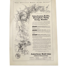 Vintage 1927 American Mail Line Shortest Route to Orient Ad Advertisement