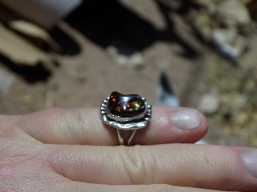 New Sterling Silver and Deer Creek AZ Fire Agate Gem ring sz 6 3/4 D107 - Picture 14 of 14