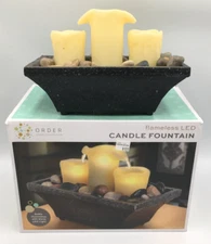 Home Collection Order 3 pc Flameless LED Candle Fountain Battery Operated In Box