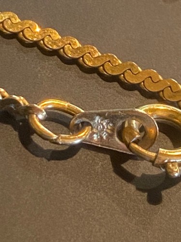 COLLANA VINTAGE NAPIER 44” LUNGA TONO ORO SLIDE LARIAT PIATTA SERPENTINA SERPENTE CATENA - Foto 8 di 9