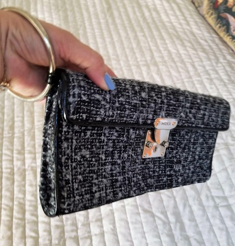 MEXX VINTAGE TWEED WIE JEDEN ABENDTASCHE HANDTASCHE CLUTCH HANDGELENKRINGHALTER - Bild 4 von 7