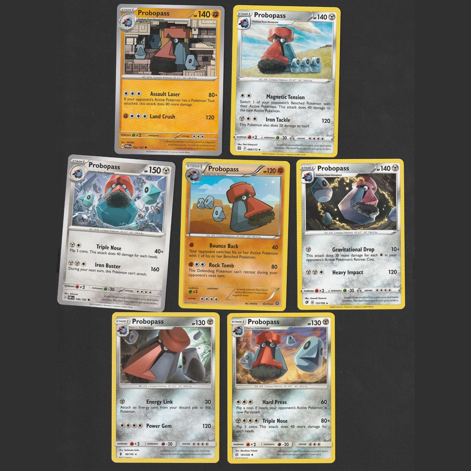 Probopass Pokemon Card Collection Set of 7 English Cards Rare Vintage