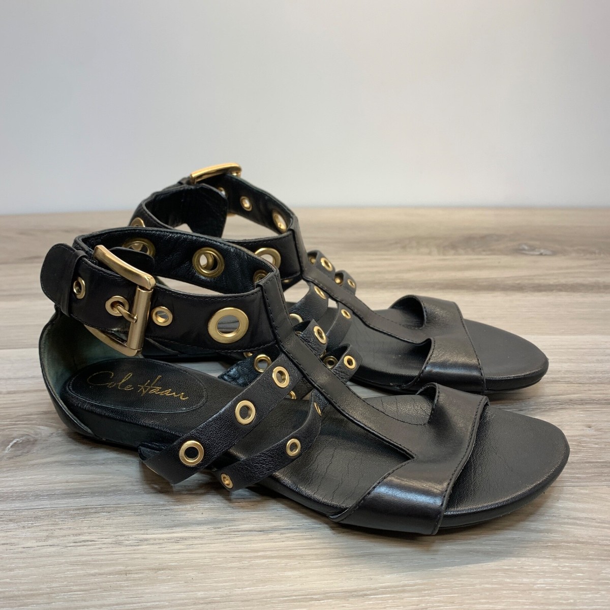 Cole Haan Whitney Black leather Gladiator Comfort Sandals 