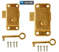 Brass Wardrobe Lock & Key 50mm or 63mm Cupboard Drawer Cabinet Door Catch Lock!