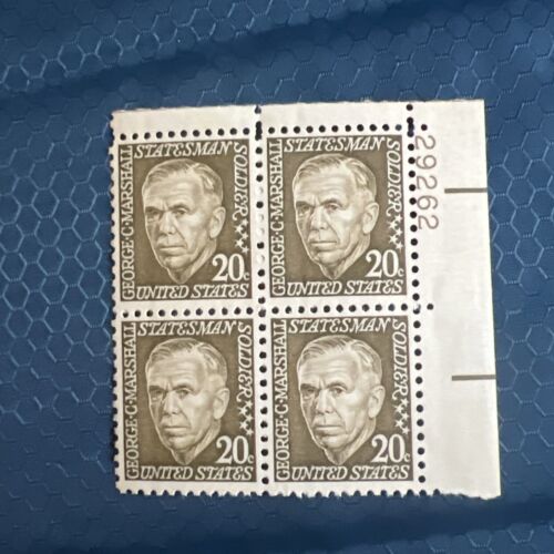 USA 1289 20¢ George C Marshall Prominent American Series Plattenblock