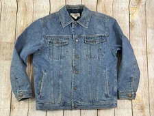 Mens Vintage Big Mac Work Wear Quilted Denim Blue Jean Trucker Jacket Medium