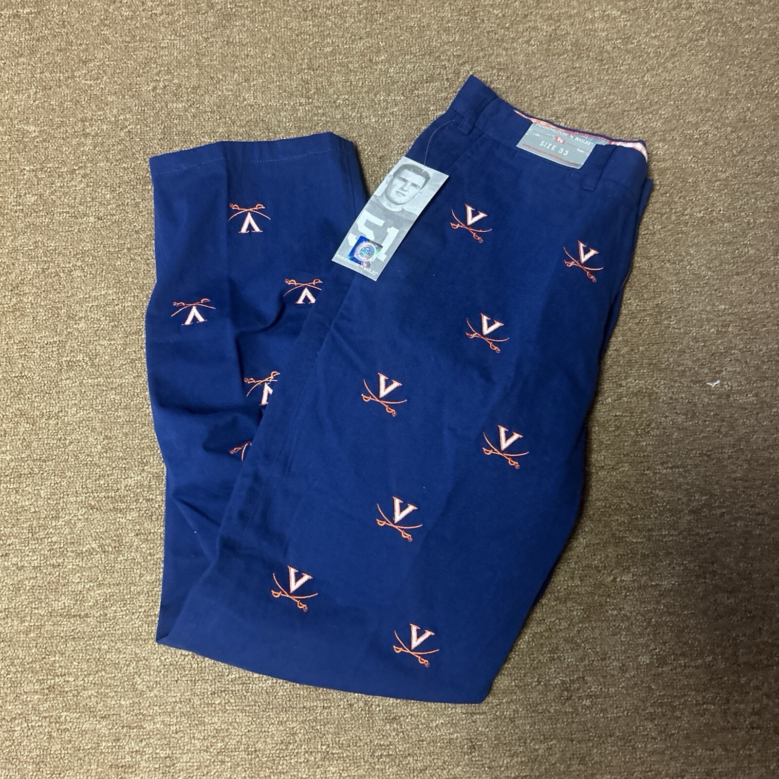 Pennington and Bailes UVA Virginia Cavaliers Mascot Stadium Pants Size 33 NCAA