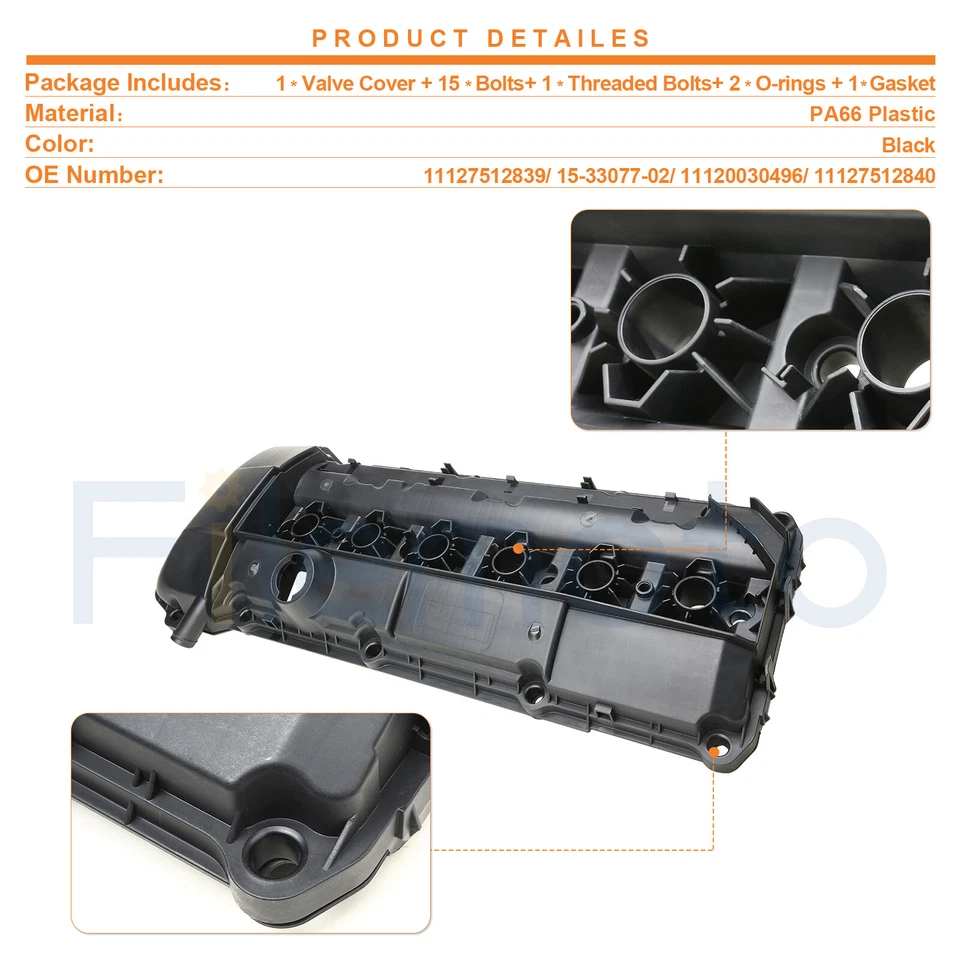 Cubierta de válvula con junta + pernos 2003-2006 BMW E46 E49 325i 330i 530i X3 2,5 / 3,0 L Foto 2 de 4