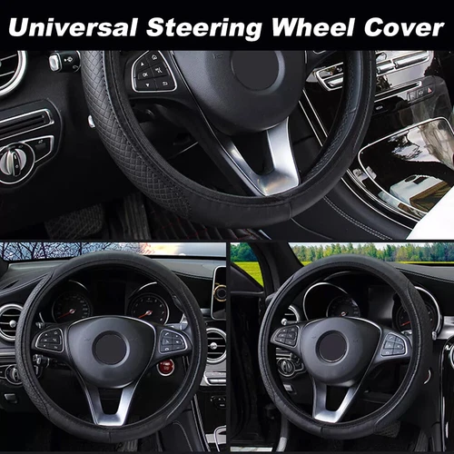 Cubierta de volante de cuero para coche buen agarre accesorios de coche para 15"/37-38CM negro - Imagen 2 de 8