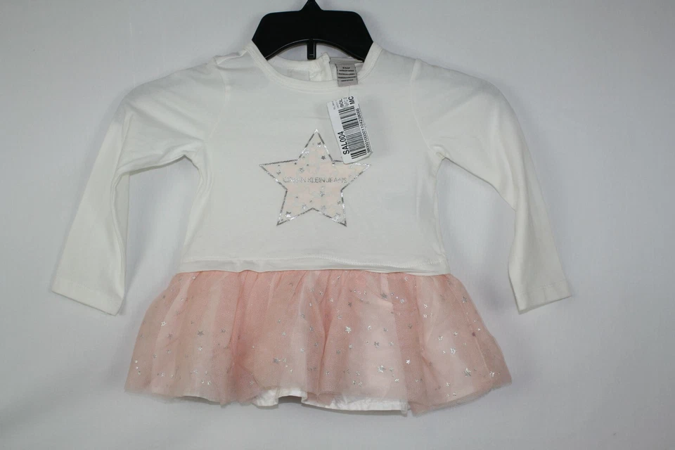 Vestido Calvin Klein Jeans Niñas Pequeñas Estrella Talla 24 Meses Color Rosa/Blanco Foto 3 de 4