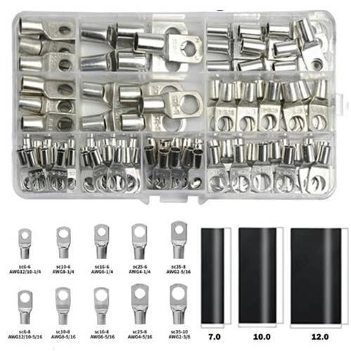 240 Assorted Pack 100 x Solder eye terminal Lugs 6mm 8mm and Heat Shrink (240pc) - Picture 5 of 5