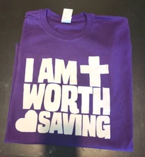 I Am Worth Saving + Purple T-Shirt Adult XL Gildan Ultra Cotton