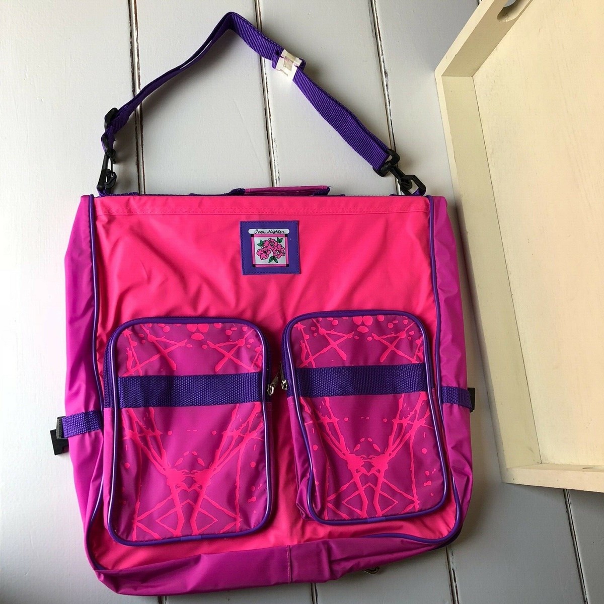 Girls Over Nighter Luggage 32” Garment Bag with Pockets Pink Purple