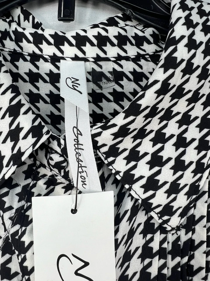 NY Collection Dress Womens size Large Petite PL Black White Houndstooth  New - Image 3 of 4