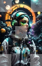 Digital Wallpaper, Futuristic Space Explorer, Stunning Astronaut Portrait #17