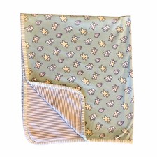 Gymboree Vintage Baby Blanket Rainbow Tag Dogs Cats Bears Reversible Stripe Blue