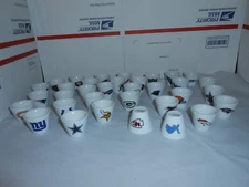 1 NFL FOOTBALL MINI PORCELAIN SHOT GLASS/CUP YOU CHOOSE TEAM + 5 BONUS CARDS