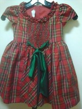 Children's Christmas Dress Bonnie Jean Tartan Plaid w Crinoline Underskirt 3T
