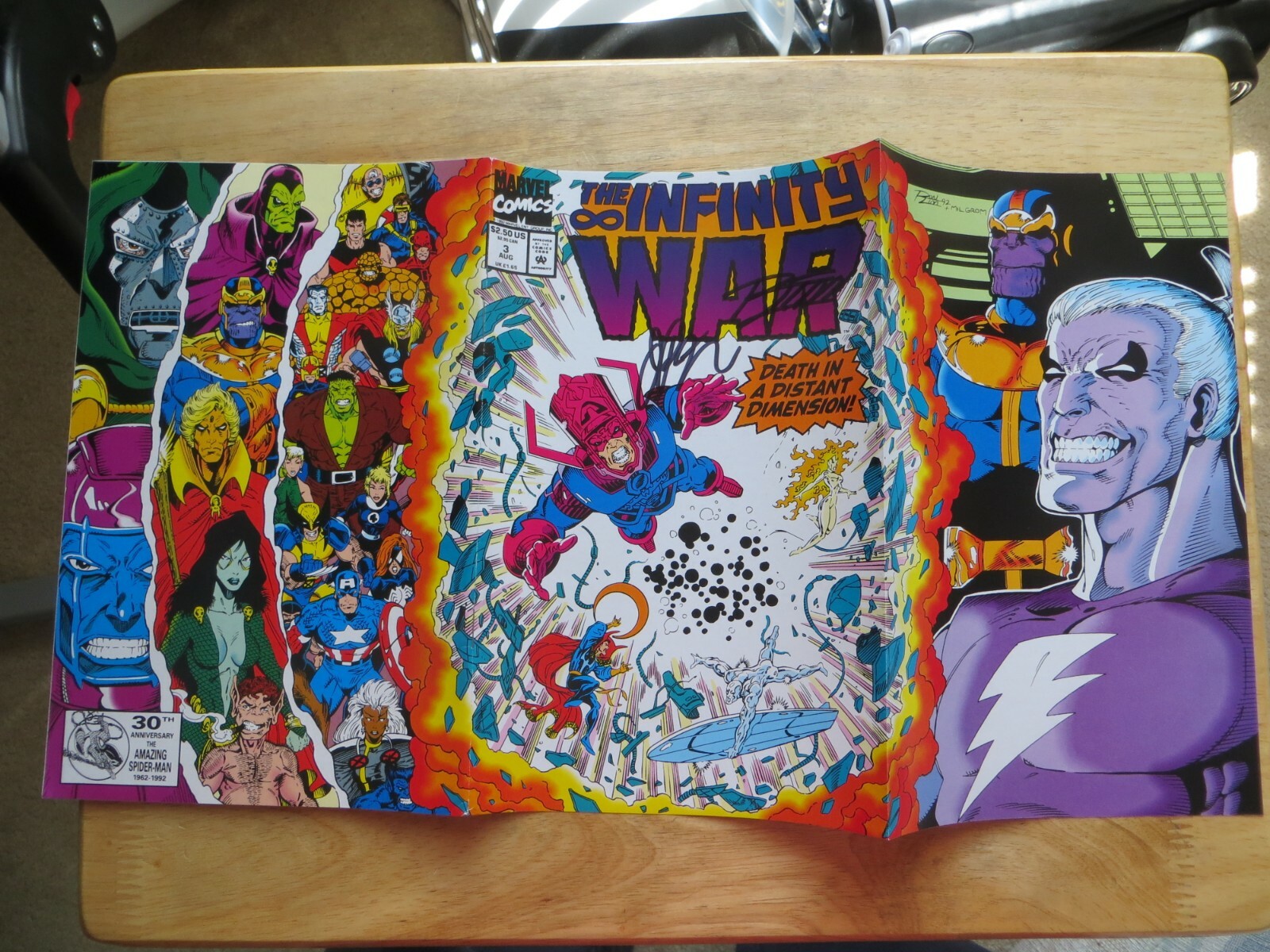 1992 THE INFINITY WAR # 3 THANOS SIGNED 2X JIM STARLIN & RON LIM, WITH ...