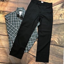 3pc Boys Special Editions Formal Outfit Green Plaid Button Black Pant Bowtie NWT