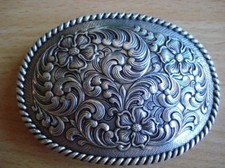 Belt Buckle Silver Flower 520