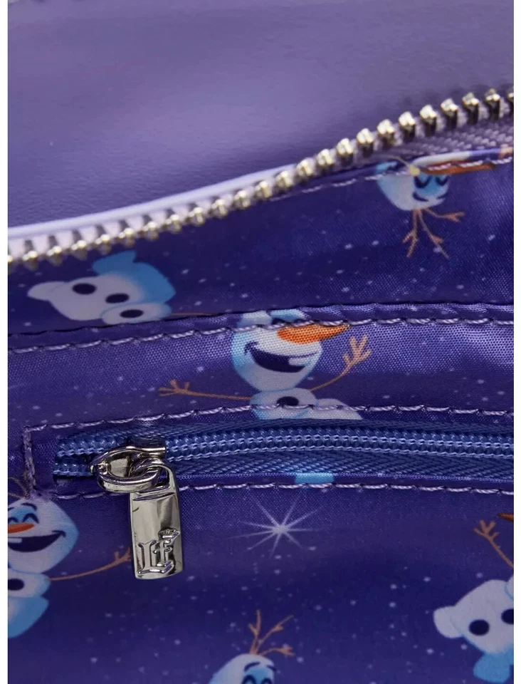 LOUNGEFLY DISNEY FROZEN ICE CASTLE SATCHEL BAG PURSE OLAF ANNA ELSA KRISTOFF NWT - Image 3 of 4
