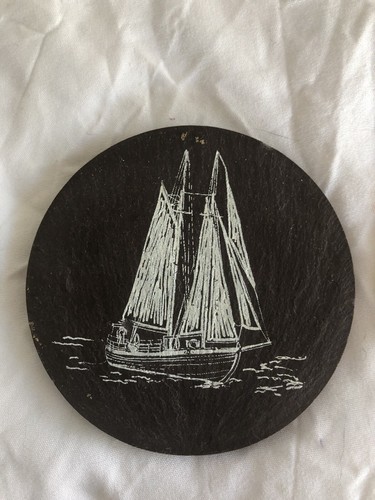 Slate Rock Sailboat/Schooner Coasters X 4-Made In Canada - Afbeelding 10 van 13