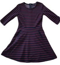 Gap Women’s S NWOT Navy Red Striped Zipper Back Fitted Dress 3/4 Sleeves  Pocket