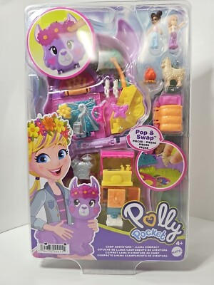  Polly Pocket Mini Toys Camp Adventure Llama Compact Playset Ages 4+ Mattel