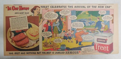 Armour's Treat Ad: Treet for Arrival of New Car from 1945 Size: 7.5  x 15 inches