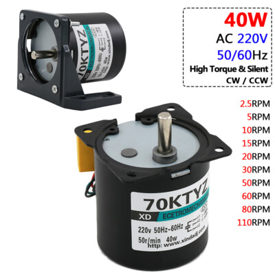 70KTYZ 2.5-110rpm/min 220V AC 40W Synchronous Motor Permanent Magnet CW/CCW