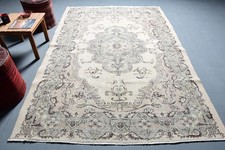 Turkish Rug, 6x8,8 ft Vintage Rug, Beige Brow...