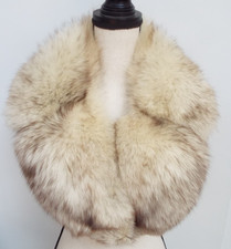 Vintage Silver Fox Fur Stole Wrap Genuine Fur Shawl Full Pelt Luxe Collar
