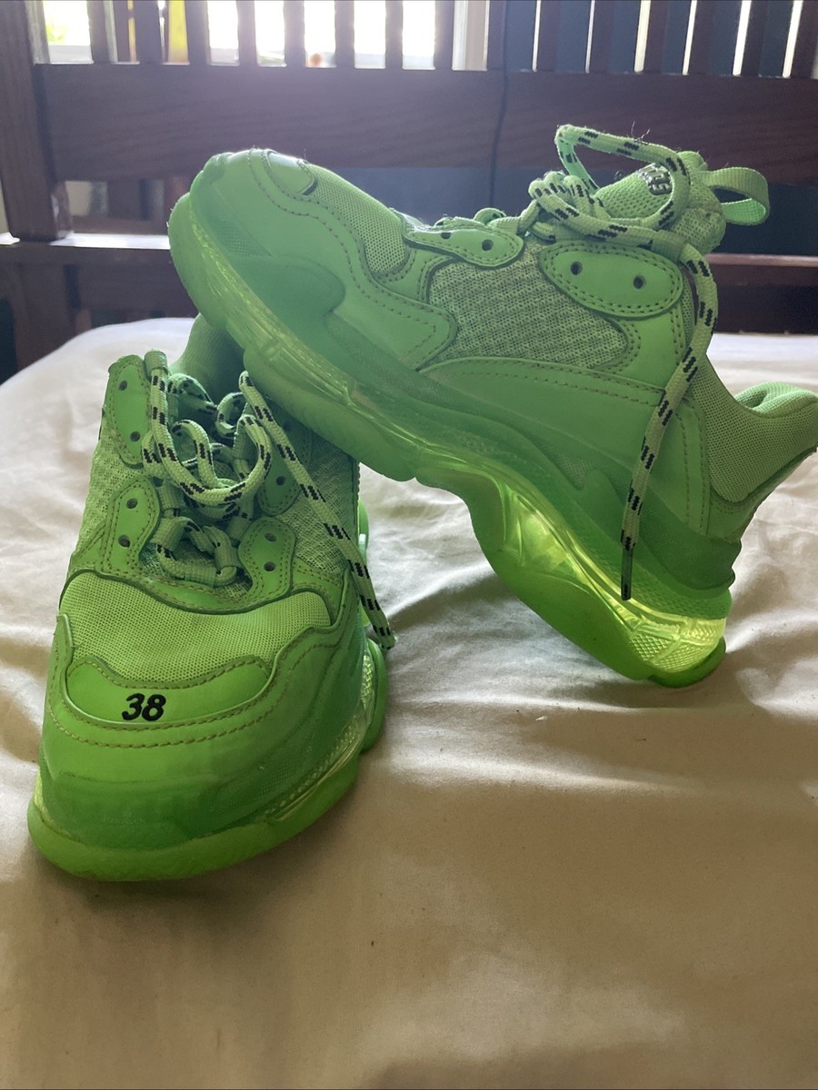 Balenciaga Triple S Neon Green Chunky Sneakers | eBay