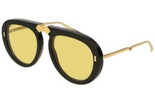 GUCCI GG0306s 002 OVERSIZED FOLDABLE Black Gold Sunglasses Gafas de Sol