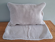 CUSHION COVERS GREY LINEN WEAVE TEXTURED BOLSTER 24X16 INCHES SUPERB QUALITY X2