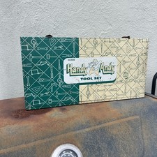 VINTAGE 1950 s HANDY ANDY METAL TOOL BOX - SKIL-CRAFT CORP. USA YELLOW/GREEN