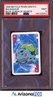 Pokemon 1999 Bulbasaur Queen Of Hearts Blue Bicycle PKMN Mini Playing Card PSA 9