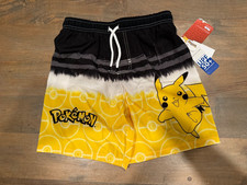 Pokemon Pikachu Kids Swim Trunks Yellow Black Size 8 Elastic Waist UPF 50